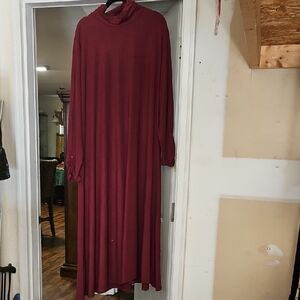 Long Sleeve Turtleneck Maxi Dress in Deep Wine